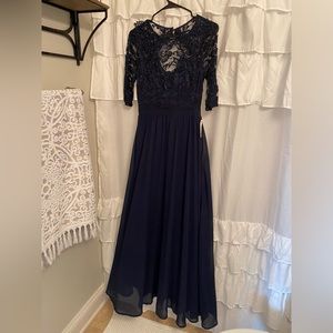 Women’s Navy Lace Evening Gown